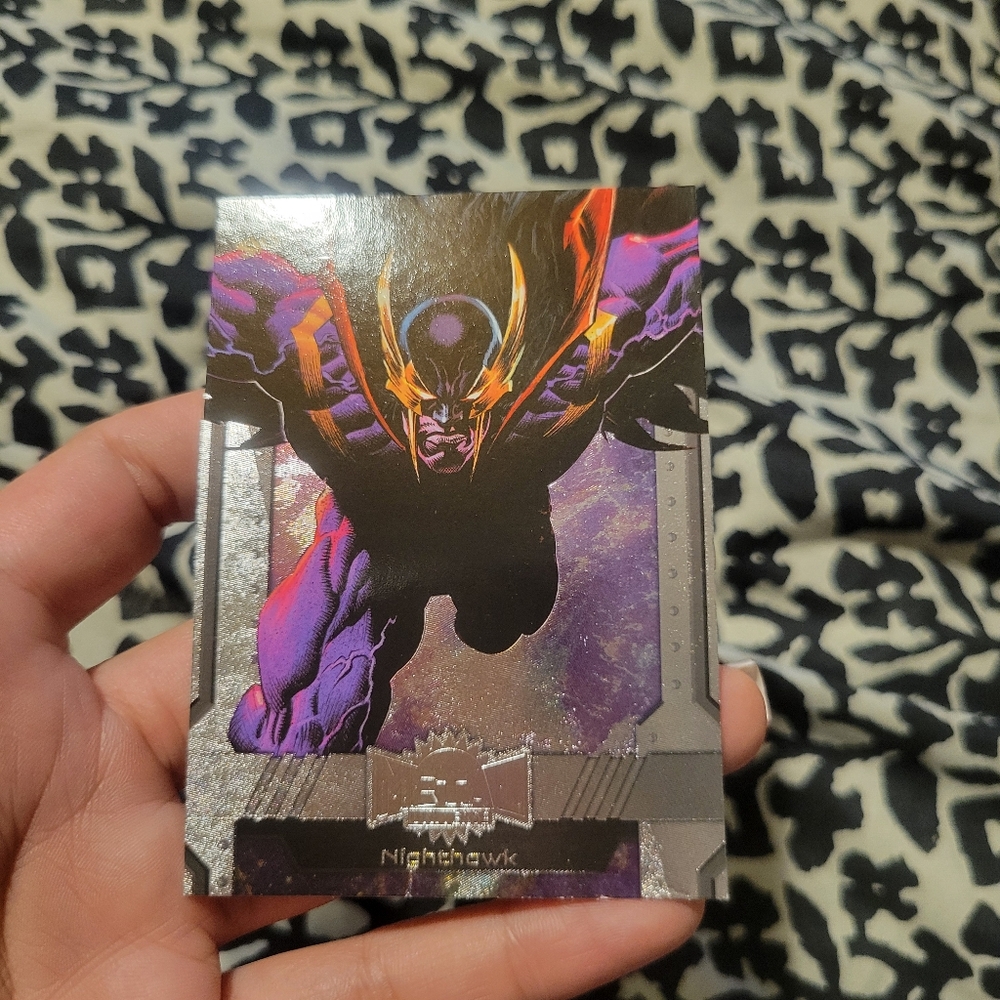 Nighthawk Trading Card with Purple and Gold Accents